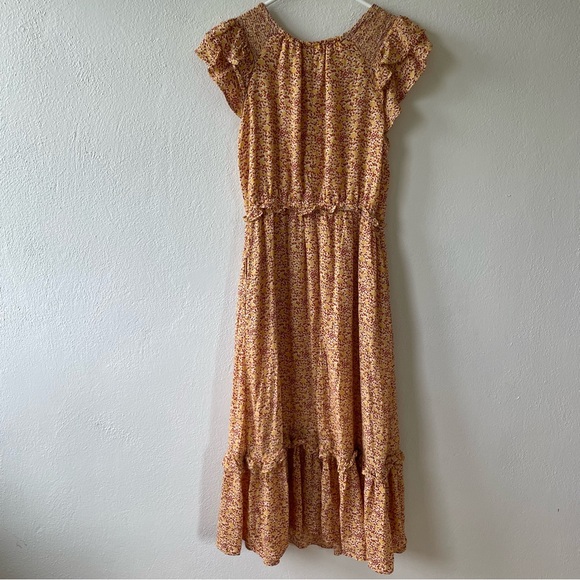 🌼UNIVERSAL THREAD Golden yellow and rust orange floral maxi dress - Picture 2 of 8